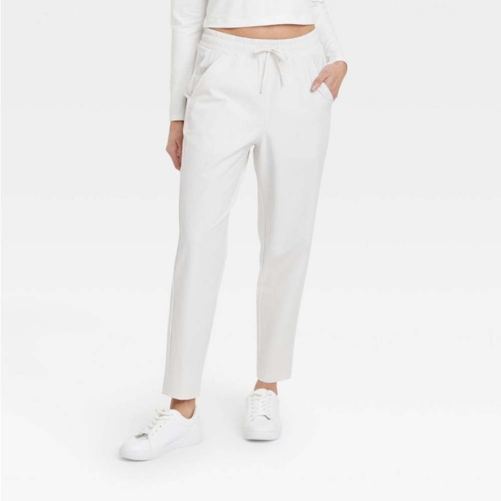 Stretch Woven High Rise Taper Pants - All in Motion NWT Soft White